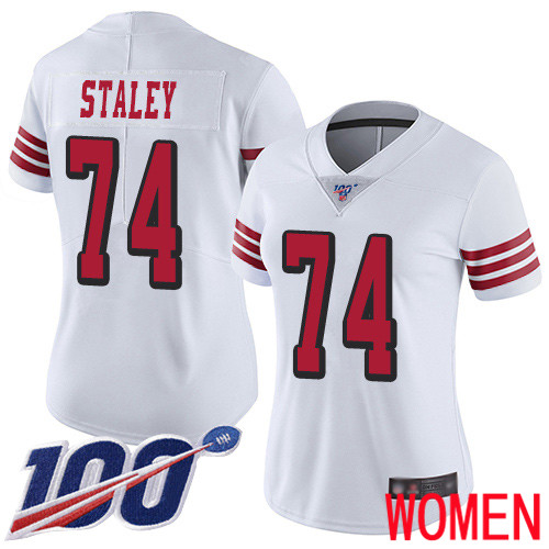 San Francisco 49ers Limited White Women Joe Staley NFL Jersey #74 100th Season Rush Vapor Untouchable->women nfl jersey->Women Jersey